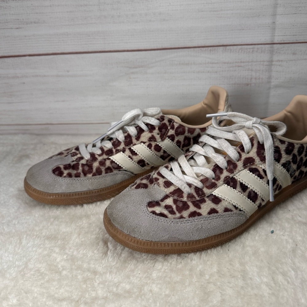 Leopard adidas with blue suede and pony hair spots sambas cheetah animal print - Picture 3 of 5